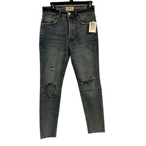 Free People Stella‎ High Waist Distressed Raw Hem Skinny Jeans Size 27 NWT